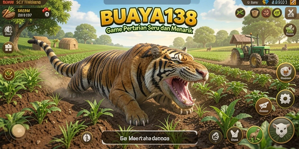 Screenshot menunjukkan aktivitas seru dalam pertanian di BUAYA138.