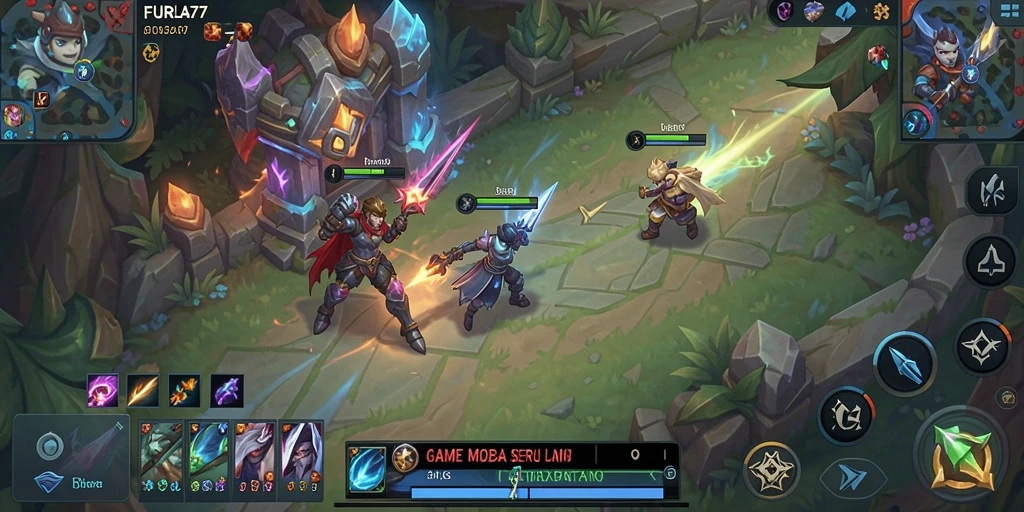 Gameplay MOBA yang seru dan mendebarkan di FURLA77.