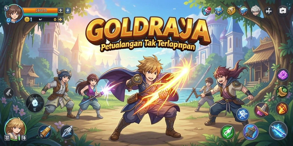 Tampilan gameplay seru di <strong>GOLDRAJA</strong> dengan karakter Anime menarik.