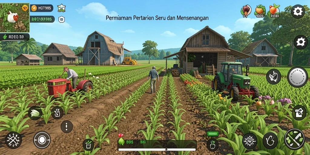 Tangkapan layar HOT985 menampilkan aksi seru dalam bertani.