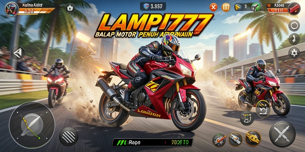Gameplay balap motor yang menegangkan dan penuh aksi.