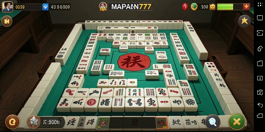 Screenshot gameplay MAPAN777 menampilkan suasana permainan Mahjong yang seru.