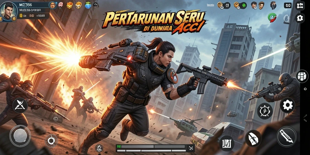 Screenshot utama MZ356 menunjukkan aksi pertempuran yang mendebarkan.