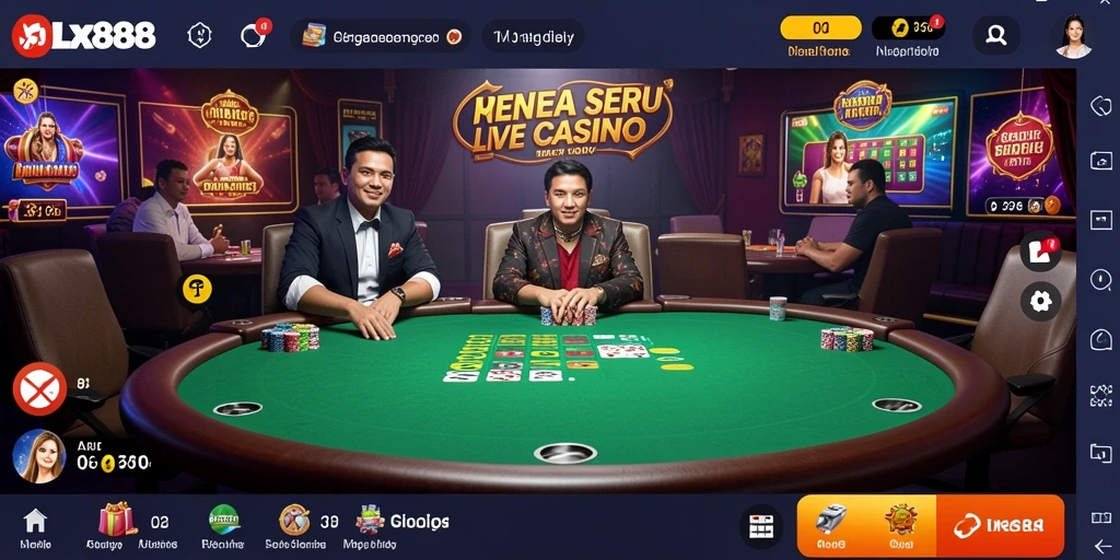 Screenshot gameplay OLX888 menampilkan dealer langsung dan pemain aktif.