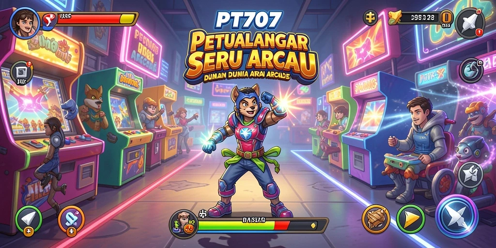 Screenshot utama PT707 menampilkan aksi mendebarkan dalam gameplay Arcade.