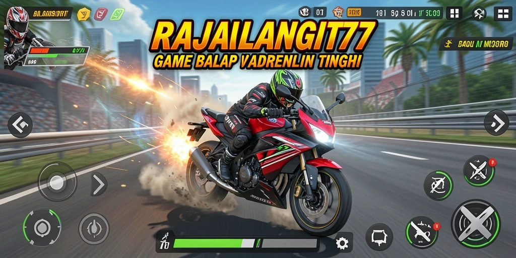 Tangkapan layar RAJALANGIT77 menampilkan aksi balap motor yang menegangkan.