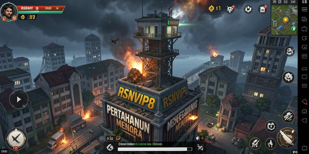 Tampilan gameplay menegangkan di RSNVIP8 dengan strategi Tower Defense.