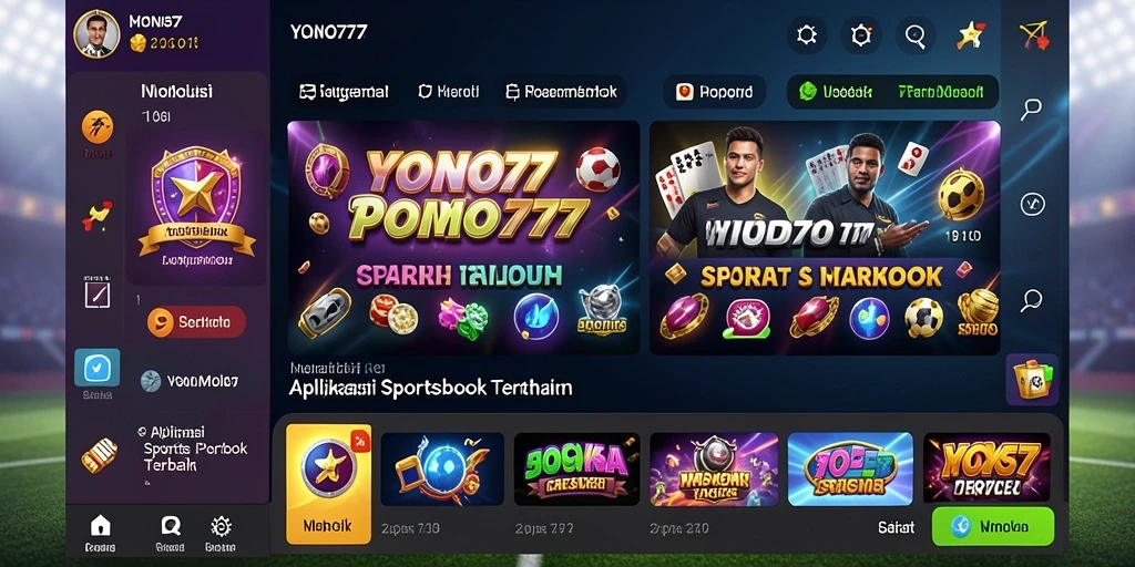 Screenshot utama YONO777 menampilkan tampilan taruhan olahraga yang menarik.